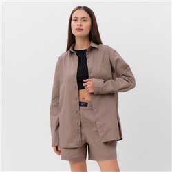 Костюм женский (рубашка, шорты) MIST Summer time, размер 48, цвет кофейный