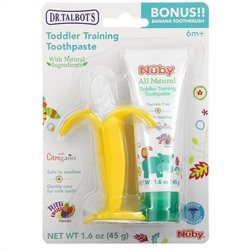 Dr. Talbot's, Toddler Training Toothpaste with Banana Toothbrush, 6 m+, Tutti Frutti, 2 Piece Set