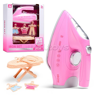 Бытовая техника "Утюг с гладильной доской" в коробке( цвет розовый)