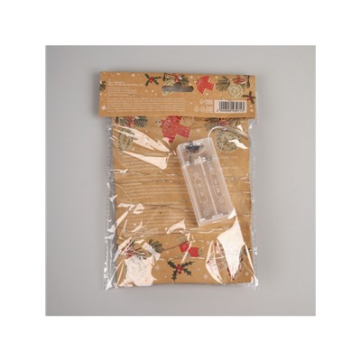 Гирлянда «Нить» 2 м роса с насадками «Прищепки-домики», IP20, серебристая нить, 20 LED, батарейки ААх2 (не в комплекте), свечение тёплое белое