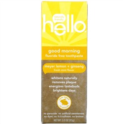 Hello, Good Morning, Fluoride Free Toothpaste,  Meyer Lemon + Ginseng, 3 oz (85 g)