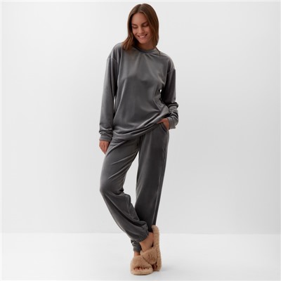 Костюм женский (свитшот, брюки) KAFTAN Plushy, размер 40-42, серый