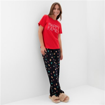 Пижама новогодняя женская (футболка, брюки) KAFTAN Happy family, размер 52-54