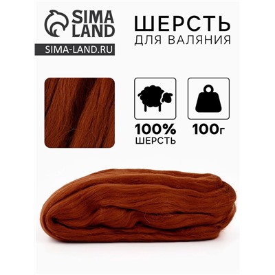 Шерсть для валяния 100 г, цвет т.золото 219