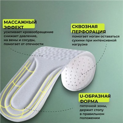 Стельки для обуви EPE-пена ,дышащие,массажные,универсальные р-р 35-40,1пара
