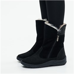 Полусапоги женские чёрные крейзи с замком на литой подошве