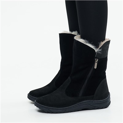 Полусапоги женские чёрные крейзи с замком на литой подошве