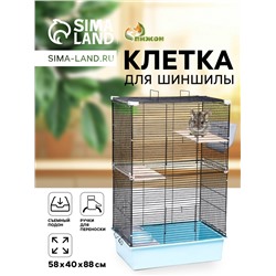 Клетка для шиншиллы «Пижон» №10, разборная, 58×40×88, бирюзовая