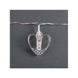 Гирлянда «Нить» 4.5 м с насадками «Прищепки-сердце», IP20, прозрачная нить, 20 LED, свечение красное, 220 В