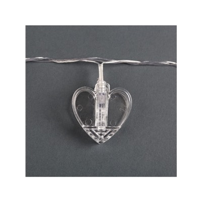 Гирлянда «Нить» 4.5 м с насадками «Прищепки-сердце», IP20, прозрачная нить, 20 LED, свечение красное, 220 В