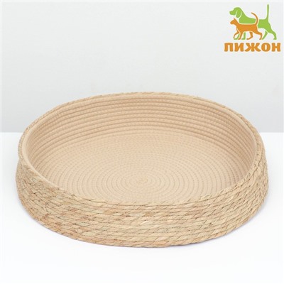 Экологичный лежак для животных (хлопок+рогоз), 45×37×16 см, вес до 25 кг, бежевый