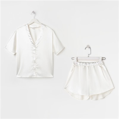 Пижама женская (рубашка, шорты) женская MINAKU: Light touch, молочная, размер 42