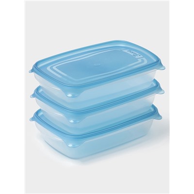 Набор контейнеров для хранения еды Darel plastic «Трио», 3 шт., 700 мл, пластик, прозрачный, крышка МИКС