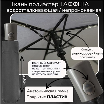 Зонт Universal ,серого цвета , однотонный