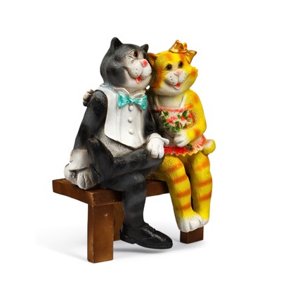 Садовая фигура из полистоуна «Коты на лавке», 40×18×40 см