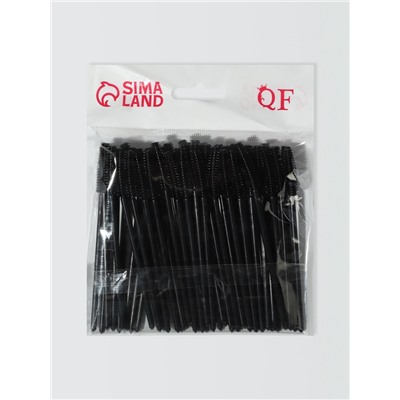 Щёточки для бровей и ресниц, силиконовые, набор - 50 шт., 10.5 см, чёрная