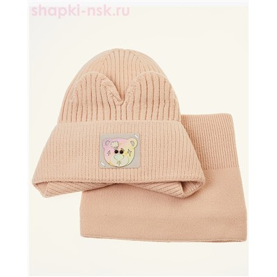 07-4-H Комплект для девочки флис (ушанка+снуд) (48-52)