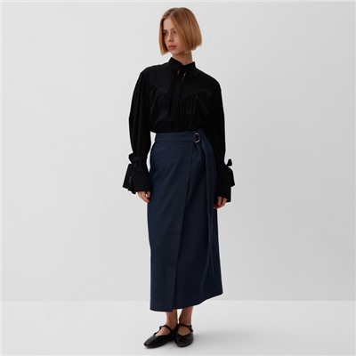 Юбка миди на запах женская MINAKU: Jeans Collection, синяя, размер 42