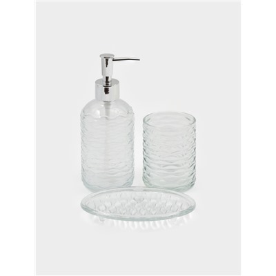 Набор для ванной "Перелив", 3 предмета (дозатор для мыла, стакан, мыльница)