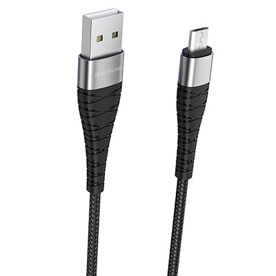 Кабель USB - micro USB Borofone BX32 Munificent 12W 100см 2,4A  (black)