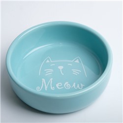 Миска керамическая Meow 300 мл - 13.4×13.4×4 см, голубая