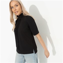 Водолазка комбинированная с кружевом, Фирменное приветствие (черная, со вставкой)