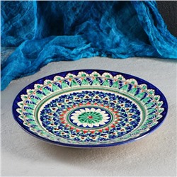 Тарелка узбекская Риштанская Керамика «Узор», d=25 см, синяя