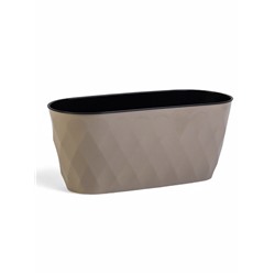 Кашпо для цветов с дренажной вставкой Laurel, 5 л, 35.4×15.2×15 см, пластиковое, бежевое