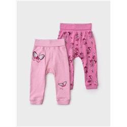 Брюки детские трикотажные для девочек, 2 пары в комплекте