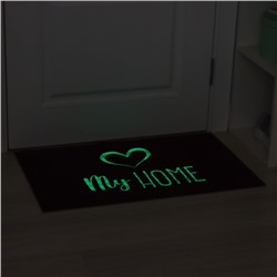 Коврик придверный Доляна My home, 50×80 см, светящийся в темноте, влаговпитывающий, коричневый