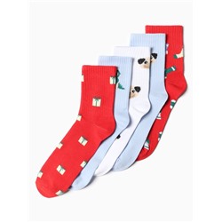 Носки женские новогодние набор 5 пар KAFTAN «Подарочек для тебя», размер 36-39 (23-25 см)