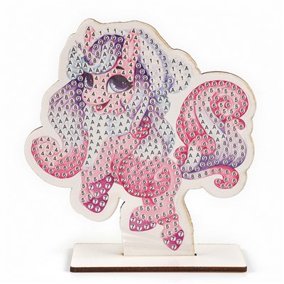 Алмазная мозаика на новый год для детей на деревянной фигурке «Единорожка», 10×10 см, набор для творчества