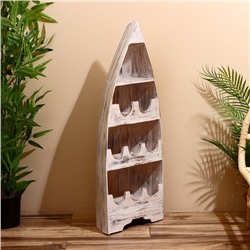 Подставка для бутылок «Лодка», 37×20×100 см, дерево албезия, белая