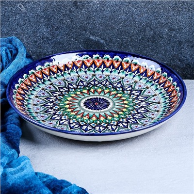 Ляган узбекский Риштанская Керамика «Узоры», d=28 см, синий