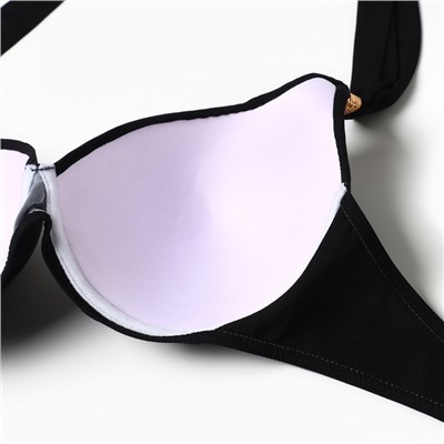 Купальник раздельный бельевой на завязках женский, чёрный, размер 54