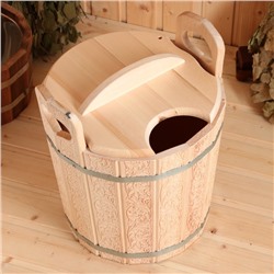 Запарник - ведро для бани и сауны «Русский узоры», 12 л, липа, пластиковая вставка, с крышкой