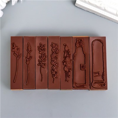 Печать дерево «Цветы и колбы» набор 7 шт. 2.5×7.5×12 см