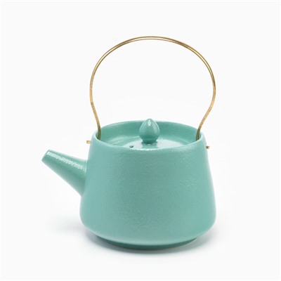 Набор для чайной церемонии ДЖЕКИЧАЙ «Харбин», 10 предметов, на 4 персоны, чашка 40 мл, чайник 200 мл, керамика, бирюзовый