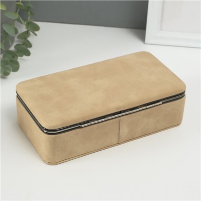 Шкатулка для украшений «Бархатная кожа», с зеркалом, искусственная кожа, песочная, 10×18×6 см