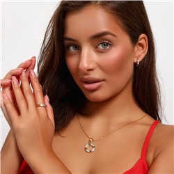 Комплект ювелирной бижутерии Итальянское золото (покрытие желтое 14к) серьги, кулон и кольцо 17 р, вставка: фианиты, цвет: прозрачный, арт.217.337-17