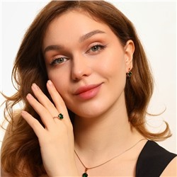 Комплект ювелирной бижутерии коллекция "Дубай" серьги, кулон и кольцо 17 р, покрытие позолота, вставка: фианиты, цвет: зеленый, арт.213.537-17