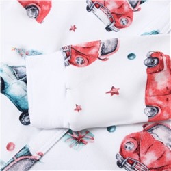 Боди детское с длинным рукавом MINAKU New Year's cars, рост 74-80 см, белое