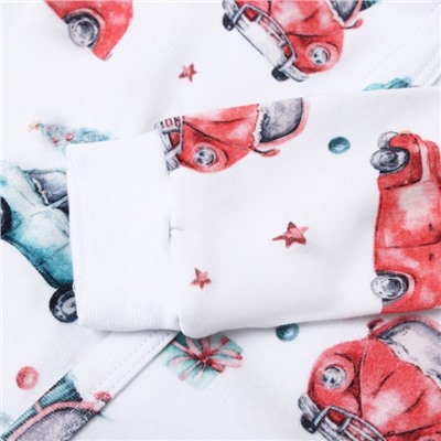 Боди детское с длинным рукавом MINAKU New Year's cars, рост 74-80 см, белое