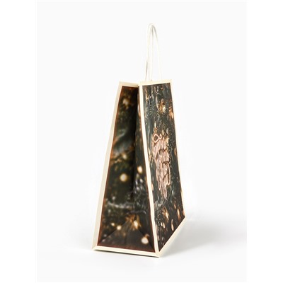 Пакет бумажный подарочный новогодний крафт «С Новым годом» 27×21×11 см