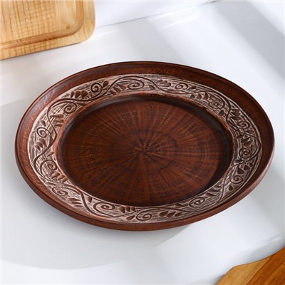 Тарелка «Ангоб‎‎», d=25 см, красная глина