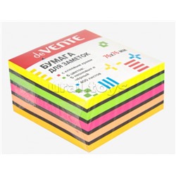 Клейкая бумага для заметок 76x76 мм, 400 листов, офсет 75 г/м², 5 неоновых цветов и черный цвет