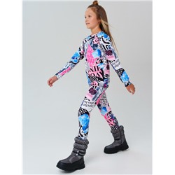 Термокомплект трикот. для девочек: фуфайка (футболка) с длин. рук, брюки