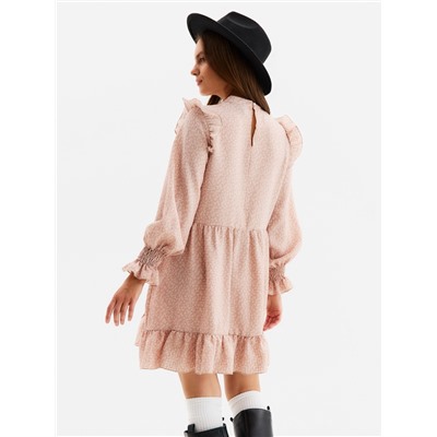 Платье мини женское с рюшами MIST, размер 44, розовое