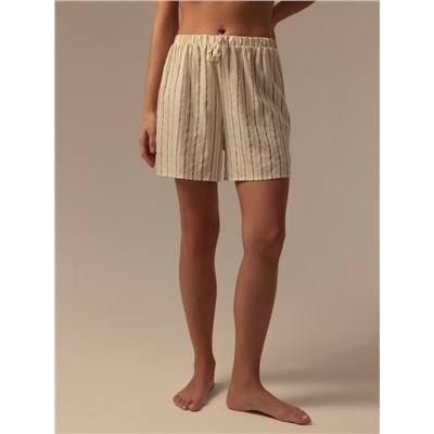 Шорты домашние женские SL HOME Linen, белые, размер 40-42