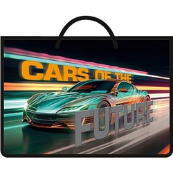 Папка пластиковая А4 на молнии с ручками (на шнурке) 33,5х23,5х5,5 см ПМ-А4-35 "МАШИНА БУДУЩЕГО 2026" Пчелка